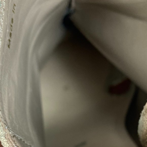 Loeffler Randall Ankle Booties 9 Khaki Green Gray Suede Leather Stacked Heel - Picture 14 of 16